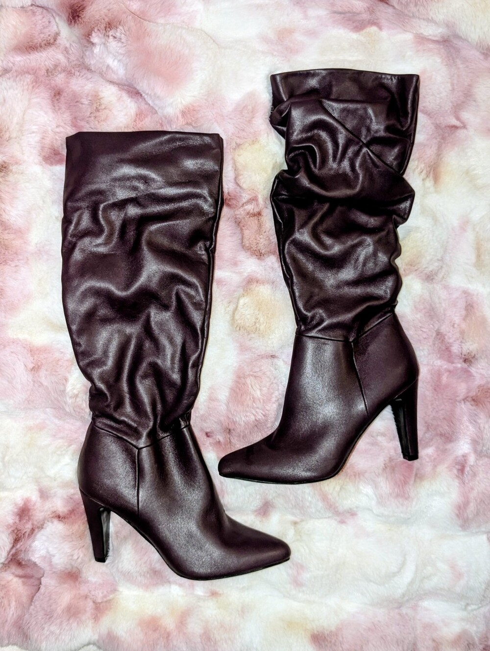 Christian Siriano plum slouchy high heel boots 8.5 nwot